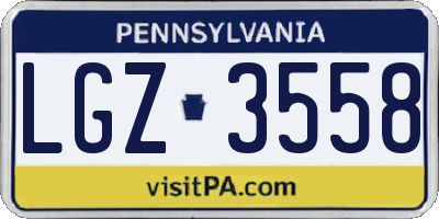 PA license plate LGZ3558