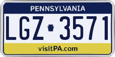 PA license plate LGZ3571