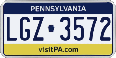 PA license plate LGZ3572