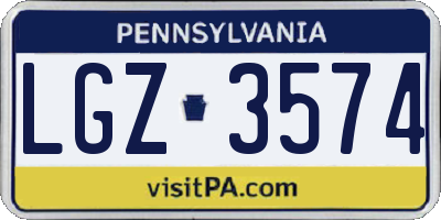 PA license plate LGZ3574