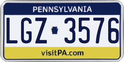 PA license plate LGZ3576