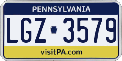 PA license plate LGZ3579