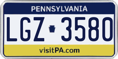 PA license plate LGZ3580