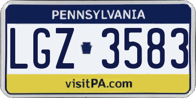 PA license plate LGZ3583