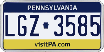PA license plate LGZ3585