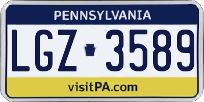 PA license plate LGZ3589