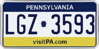 PA license plate LGZ3593