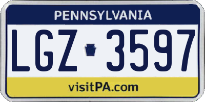 PA license plate LGZ3597