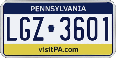 PA license plate LGZ3601