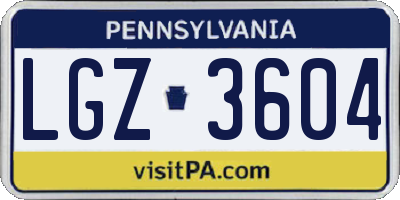 PA license plate LGZ3604