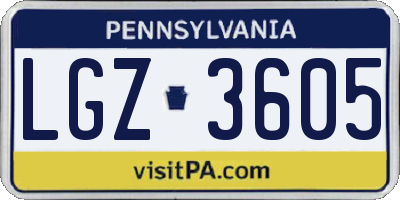 PA license plate LGZ3605