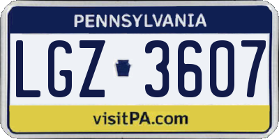 PA license plate LGZ3607