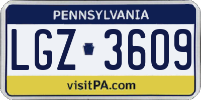 PA license plate LGZ3609