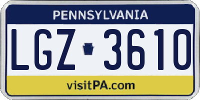 PA license plate LGZ3610