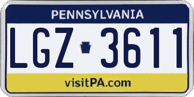 PA license plate LGZ3611
