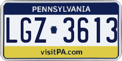 PA license plate LGZ3613