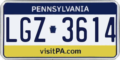 PA license plate LGZ3614