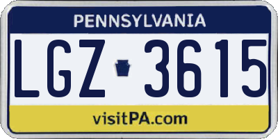 PA license plate LGZ3615
