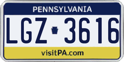 PA license plate LGZ3616