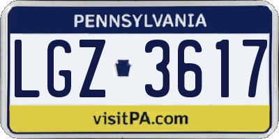 PA license plate LGZ3617