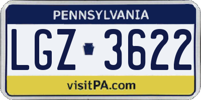 PA license plate LGZ3622
