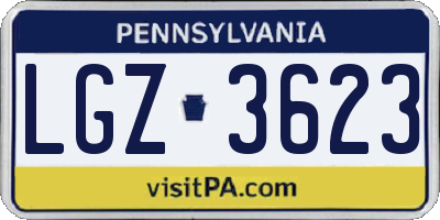 PA license plate LGZ3623