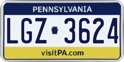 PA license plate LGZ3624