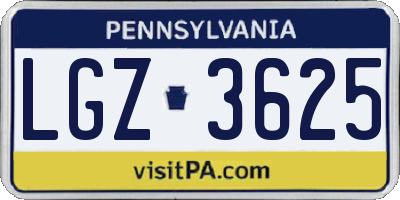 PA license plate LGZ3625