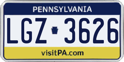 PA license plate LGZ3626