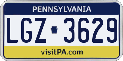 PA license plate LGZ3629