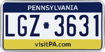 PA license plate LGZ3631