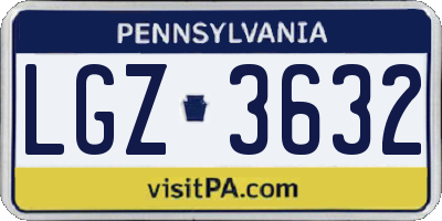 PA license plate LGZ3632