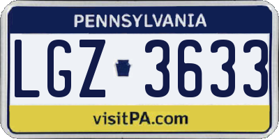 PA license plate LGZ3633