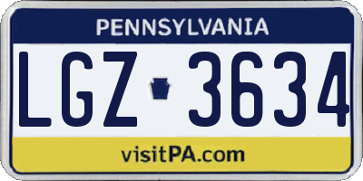 PA license plate LGZ3634