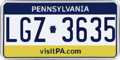 PA license plate LGZ3635