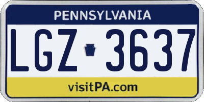 PA license plate LGZ3637