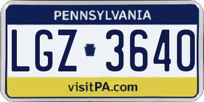 PA license plate LGZ3640