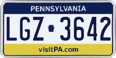 PA license plate LGZ3642