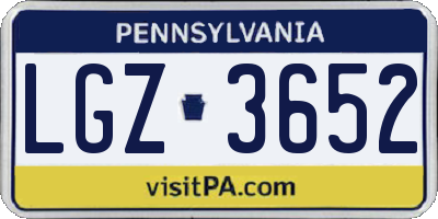 PA license plate LGZ3652