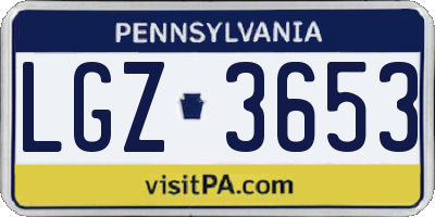 PA license plate LGZ3653