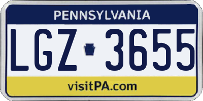 PA license plate LGZ3655