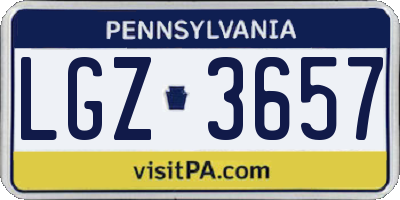 PA license plate LGZ3657