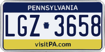 PA license plate LGZ3658