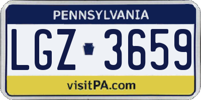 PA license plate LGZ3659