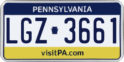 PA license plate LGZ3661