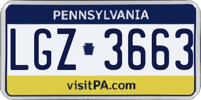 PA license plate LGZ3663