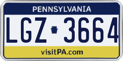 PA license plate LGZ3664