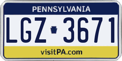 PA license plate LGZ3671