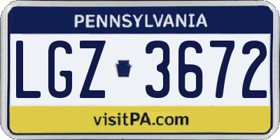 PA license plate LGZ3672