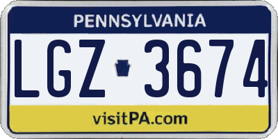 PA license plate LGZ3674